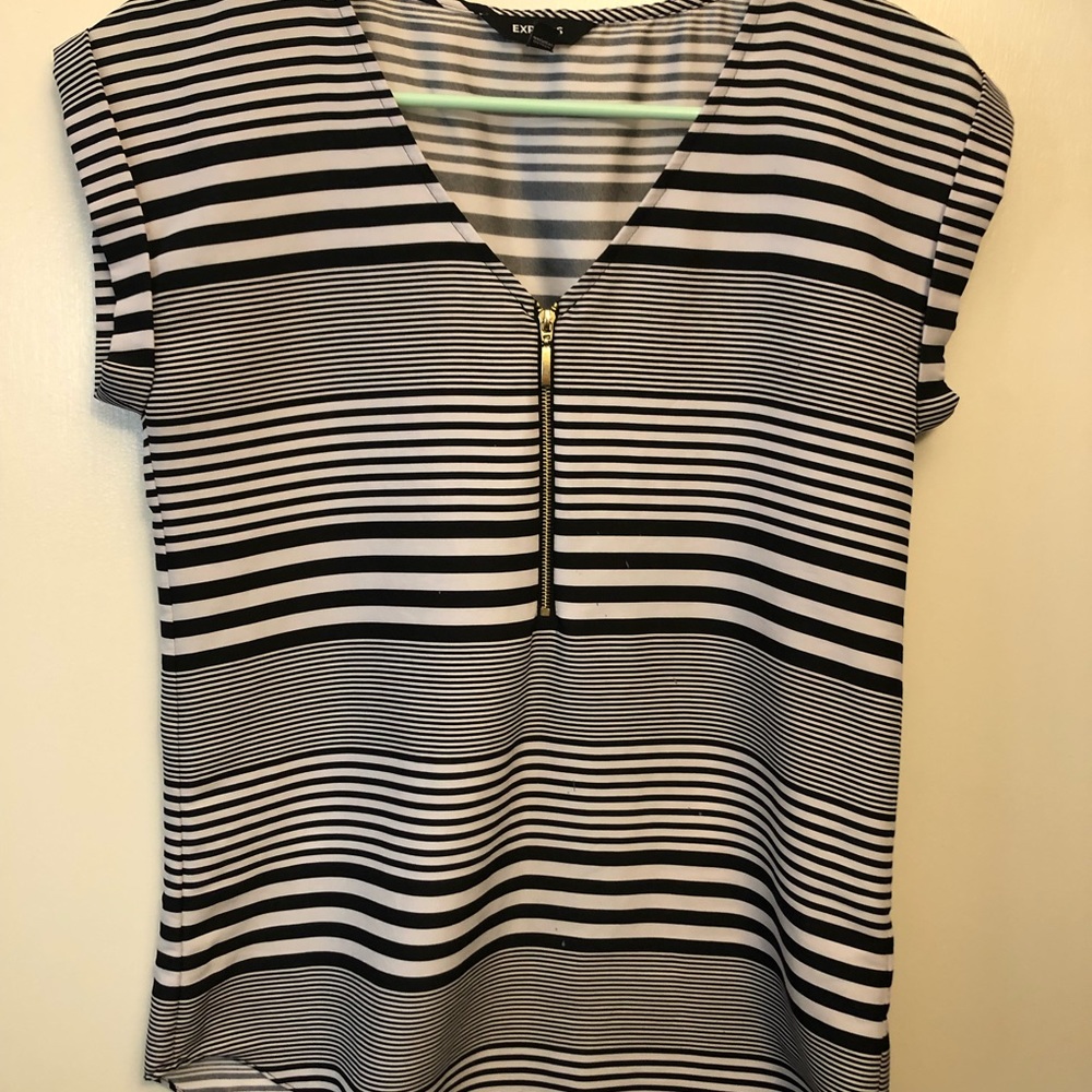 Black and white striped blouse